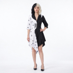 Cruella de Vil 101 Dalmaatslast Halloween Pikkade varrukatega Cosplay Kleit 120 cm