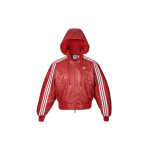 Adidas Originals Spordilifestyle Sarja Ameerika Retro Br&auml;ndi Logo Triibuline Soe Kapuutsiga Jakk Naiste Jakid Helepunane JY8887 2XS red