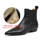 Krazing Pot Lammanahast Talvised Terava Ninaga Madala Kontsaga Chelsea Saapad Naistele Libistatavad Elegantsed Naiste Pahkluusaapad 38 black