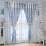 1 tk Kahekihiline Tikitud Kardin Pits&auml;&auml;rikuga &Uuml;laosas Pooll&auml;bipaistev Kangas Akna Kardinad Magamistoa Elutoa Liugukse Kodu Dekoor 140*270cm sinine