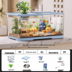 Kompaktne &Ouml;koloogiline 2025 Kuldkala Akvaarium Filtreerimise, Hapnikuga Varustamise, Kaane ja Alusega - Ideaalne V&auml;ikestesse Elutubadesse 60x21.5x21.2 cm