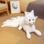 &Uuml;heksasabaline valge rebane nukk pl&uuml;&uuml;sist m&auml;nguasi valge rebane viskepadi padi rahustav nukk riidest nukk s&uuml;nnip&auml;evakingitus 56*26cm（0.4kg） valge