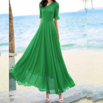 V-kaelusega elegantne mood l&uuml;hikeste varrukatega &uuml;hev&auml;rvilised saledad p&otilde;lvedeni A-LINE kleidid Empire'i mugavad &scaron;ifoonist naisteriided 5XL