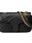 Klassikaline Retro Topelt G S&uuml;dame Laine Crossbody Kott: Naiste Ehtsa Nahast Mini Marmont &Otilde;lakott Medium must