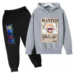 Kuum One Piece kapuutsiga komplekt Lastele Luffy riided Poiste T&uuml;drukute riided Laste džersei Spordidress S&uuml;gisene kapuutsiga p&uuml;ksid 2-osaline komplekt 110