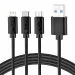 Purunematu 3-&uuml;hes USB kiirlaadimiskaabel Type C, Lightning ja Micro USB portidega B094JNXNPV