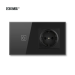 EIOMR EL Must puutetundlik valgustusl&uuml;liti USB-seinapistikuga Seina LED-l&uuml;litid 1/2 nuppu Kristallklaaspaneel Sinine taustvalgustus Seinal&uuml;liti 1Gang Socket No Usb gray