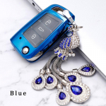 Funda de TPU para llave de coche, Protector de carcasa suave para Volkswagen, VW, Golf 7, MK7, Tiguan, Skoda Octavia, kodioq, Karoq pink key chain