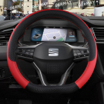 for Seat ibiza 6L 6J 6P 6F KJ1 FR Car Steering Wheel Cover PU Leather Non-slip 9 Colors Auto Accessories Fast Shipping D shape Black