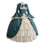 Lady Retro ruudukujuline kael, pingul v&ouml;&ouml;koht Bowknot keskaegne kleit Cosplay peokost&uuml;&uuml;m XL roheline