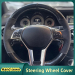 Car Steering Wheel Braid Cover For Mercedes Benz A-Class 2013-2015 CLA-Class ized Carbon Fiber Suede DIY Steering Wheel Brown Thread