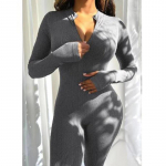 &Otilde;huke Jumpsuit Naiste riided T&otilde;mblukk vabaaja pruun Fitness Romperid S&uuml;gisene m&auml;ngudress Tegevus T&auml;navar&otilde;ivad &Uuml;ldine XXL hall