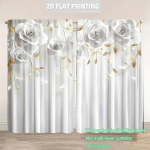 2 tk Stiilsed Lillemustriga Kardinad &ndash; Elegantne Disain Vardataskuga  Sobivad Elutuppa, Magamistuppa, K&ouml;&ouml;ki ja Kontorisse 100*130 Grommet Top 1pcs