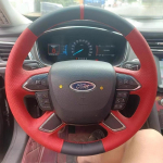 Hand-stitched non-slip Black red Leather Car Steering Wheel Cover For Ford Taurus 2015- Auto Parts 1
