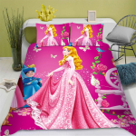Printsessisarja tekikottide komplekt Tr&uuml;kitud voodipesu 3D Laste voodipesu komplekt Armas tr&uuml;kitud koomiksi tekikott Anime Kodu EU Single(135*200cm)3pcs pink