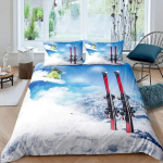 Suusaspordi tekikottide komplekt T&auml;issuuruses Talispordi Suusatamise Voodipesu Komplektid Lumem&auml;gede Maastikuga Tekikate Poistele T&uuml;drukutele EU Single(135*200cm)3pcs gray