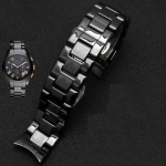 K&otilde;rge kvaliteet AR1451 AR1452 AR1400 AR1410 kellarihma jaoks roostevabast terasest liblikpandlaga 22mm 24mm keraamilised kellarihmad 24mm black