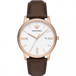 Emporio Armani Minimalistlik Valge Pruuni Nahaga Meeste Kvartsikell Kuup&auml;evaga AR11572 valge