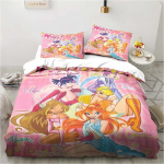 Winx Anime Kawaii Voodipesukomplekt Kerge Pehme Tekikott Dekoratiivne Teismelistele Poistele T&uuml;drukutele Kingitus Suur 150X200cm-3pcs