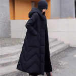 Naiste Talvine Paks Soe Vaba Kapuutsiga Pikk &Uuml;ler&otilde;ivas Polsterdatud Retro Hiina Stiilis Mantel Naiselik Parka 2XL