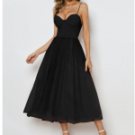 Naiste Maxi Swing pikk kleit, plekk siidist spagettirihmaga Sling Kleit vabaaja peokleit &otilde;htukleit Vestidos L must