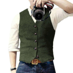 Euroopa & Ameerika Meeste Retro Kalasabaline Villane Vest - Briti Stiilis &Uuml;he Rinnaga Vabaaja Vest X-Large