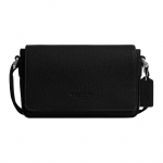 COACH Jack 22 Klapiga Disain Teraline Reljeefne Metallist Riistvara Vasikanahast Crossbody Kott V&auml;ike Meeste Must must