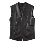 Varrukateta PU-nahast vest Lahtine suur suurus Vest Kardigan L&uuml;hike mantel naistele 3XL gray