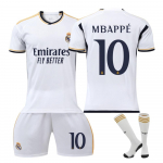 Real Madrid Mbappe Laste Jalgpallis&auml;rk Valge Hingav Kiiresti Kuivav Jalgpallis&auml;rk Treeninguks ja M&auml;nguks 100-110 CM valge