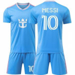 Miami Messi nr 10 Laste Jalgpallis&auml;rk 2025/2026 Hooaeg Sinine Pol&uuml;ester Spordivarustus 130-140 CM sinine