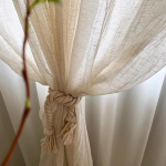 1 tk Naturaalne linane kardin Kortsutatud tekstuur Paeltega kinnituv Vahesein Kortsutatud ruumiekraan Kardin Jaapani stiilis Kodu kaunistus W150xL180 cm&Lace up style valge