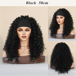Kinky krussis peapaigaga parukas naistele | Afro tekstuuriga eelkujundatud kaitsev soeng - Hingav m&uuml;ts, liimivaba kiireks kandmiseks, loomulikult krussis s&uuml;nteetiline parukas 58cm 22.83 inch must