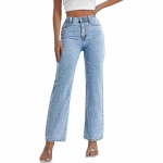 Naiste teksap&uuml;ksid Helmed K&otilde;rge v&ouml;&ouml;koht Vabaaja sirged p&uuml;ksid naistele Streetwear Elegantne liitekoht Denim Naiste p&uuml;ksid XS