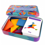 Laste puust v&auml;rviline Tangram rauast karbis hoiustamiseks pusle pusle varajane haridus intelligentsus number t&auml;ht puust m&auml;nguasjad
