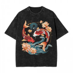 Jaapani Koi Karpkala Kala Kirsi&otilde;ied T-s&auml;rgid Pesitud 100% Puuvillane T-s&auml;rk Vintage Meestele Naistele Streetwear Tr&uuml;kitud T-s&auml;rgid S