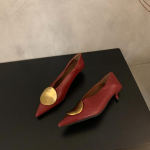 S&uuml;gisesed Vintage Madala Kontsaga Metallkaunistusega Naiste Mary Jane Kingad Seksikad Terava Ninaga Strippari Peokingad Zapatos De Mujer 38 veinipunane v&auml;rv