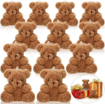 12-48 tk minikarusnahkkaru 4 tolli v&auml;ike karu t&auml;idisloom m&auml;nguasjad pisike kohev karu pehme karu t&auml;idisnukk s&uuml;nnip&auml;evapeo meenete jaoks 12 PCS helepruun v&auml;rv