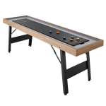 2,1 m shuffleboardi laud, 2 &uuml;hes shuffleboardi ja lauatennise curlingu kombom&auml;ng, kompaktne shuffle board sileda pinnaga, kokkupandavad jalad, 8 pucki, lihtne