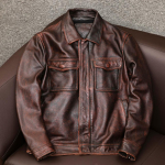 Uus meeste lehmanahast mantel Punane-pruun Ameerika retro vintage mootorratta jakid Biker meeste ehtne lehma nahast jope s&uuml;gistalv 6XL S gray