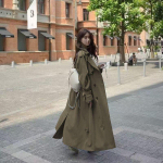 L&otilde;tv trenchcoat midi pikkuses Moodne Korea elegantne khaki must naiste tuulejope mantel Vabaaja kahe n&ouml;&ouml;pidega pealisr&otilde;ivad M gray