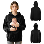 Raseduse reisihoodie imikukandjaga pusa pikkade varrukatega peidetud lukuga k&auml;ngurutaskuga naistele igap&auml;evaseks vaba aja eluks XXL must