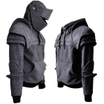 Talvised keskaegsed kapuutsiga pusad meestele gooti pikkade varrukatega meestepusad Halloweeni cosplay kost&uuml;&uuml;m Duncan soomustatud r&uuml;&uuml;tli riietus L gray
