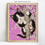 Teemantmaaling Rhinestone Cat Tree Mosaic Teemanttikandid Ristpistes 20X30CM