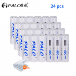 24tk PALO 3.7V 14500 Aku akud 900mAh liitium-liitium-ioon laetav aku valge