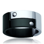 Bague Acier 'Peaceful' Bicolore - 9 mm 54 must