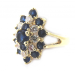 Bague plaqu&eacute; or 'Marquise' saphir dor&eacute; - 12x18 mm 54 kuld