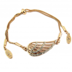 Les Tr&eacute;sors De Lily [P8152] - Bracelet cr&eacute;ateur 'Les Ailes d'Ange' blanc dor&eacute; ros&eacute; - 28x12 mm valge