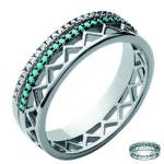 Bague Argent 'Navajos' turquoise argent&eacute; (rhodi&eacute;) - 6 mm 56 t&uuml;rkiissinine