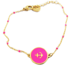 Les Tr&eacute;sors De Lily [R0097] - Bracelet cr&eacute;ateur Acier 'Ancre Marine' rose fuschia dor&eacute; - 13 mm Heleroosa