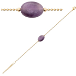 Les Tr&eacute;sors De Lily [R1120] - Bracelet Plaqu&eacute; Or 'Mineralia' violet dor&eacute; (am&eacute;thyste) - 13x10 mm lilla